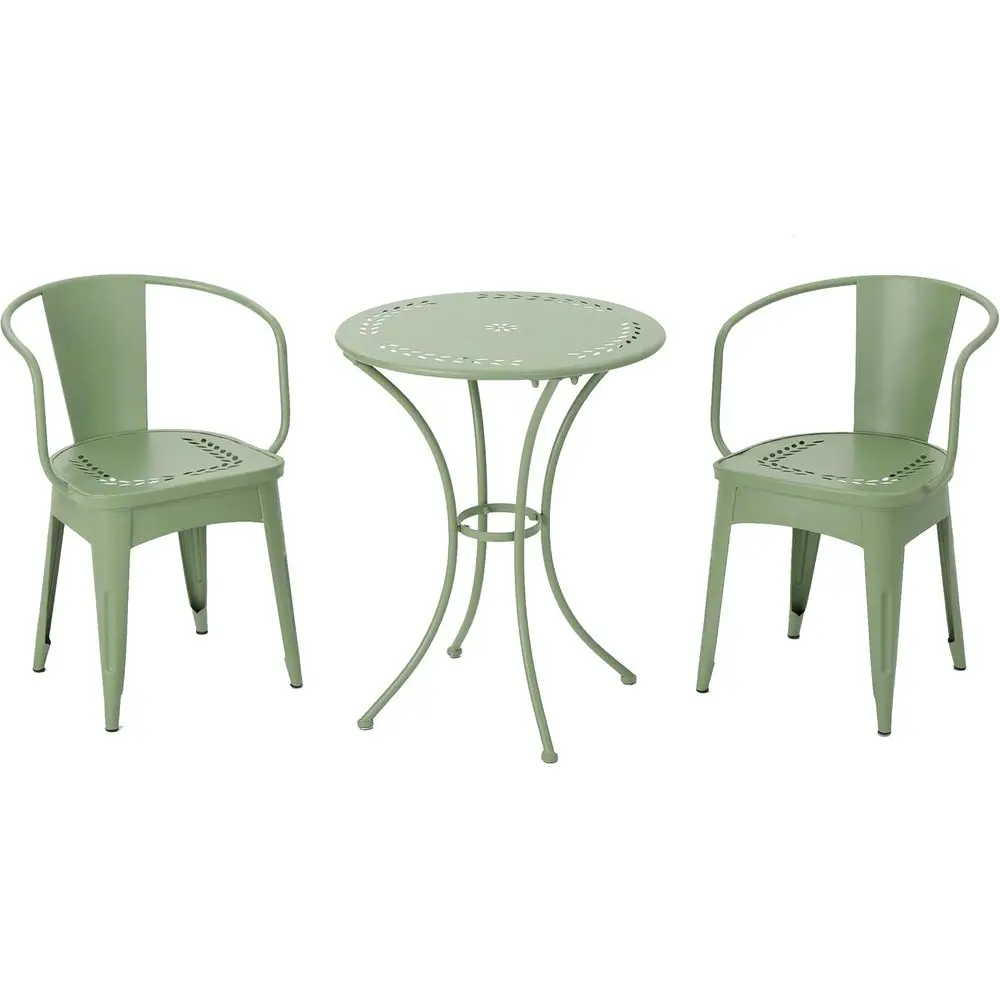 Lourdes 3-Piece Outdoor Iron Bistro Set, Matte Greenish Finish
Lourdes 3-Piece Outdoor Iron Bistro Set, Matte Greenish Finish