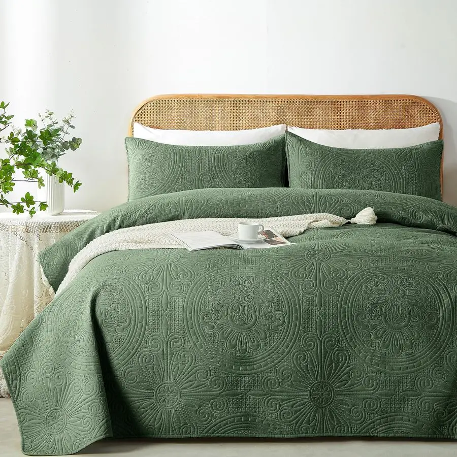 King Cal King Quilt Set Olive Green,Ultrasonic Embossed Bedspread, Lightweight Microfiber Coverlet, Modern Thin Bedding Set for
King Cal King Quilt Set Olive Green,Ultrasonic Embossed Bedspread, Lightweight Microfiber Coverlet, Modern Thin Bedding Set for