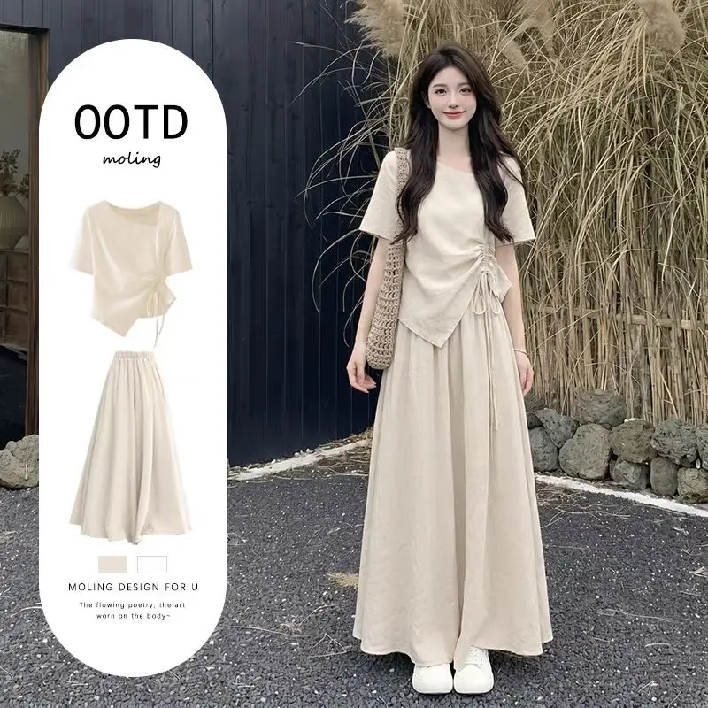 Korean Style Commute Summer Outfit Dress Set 2026 Trendy Short Women's Ensemble High Waist Short Sleeve T-Shirt Dress
Korean Style Commute Summer Outfit Dress Set 2026 Trendy Short Women's Ensemble High Waist Short Sleeve T-Shirt Dress