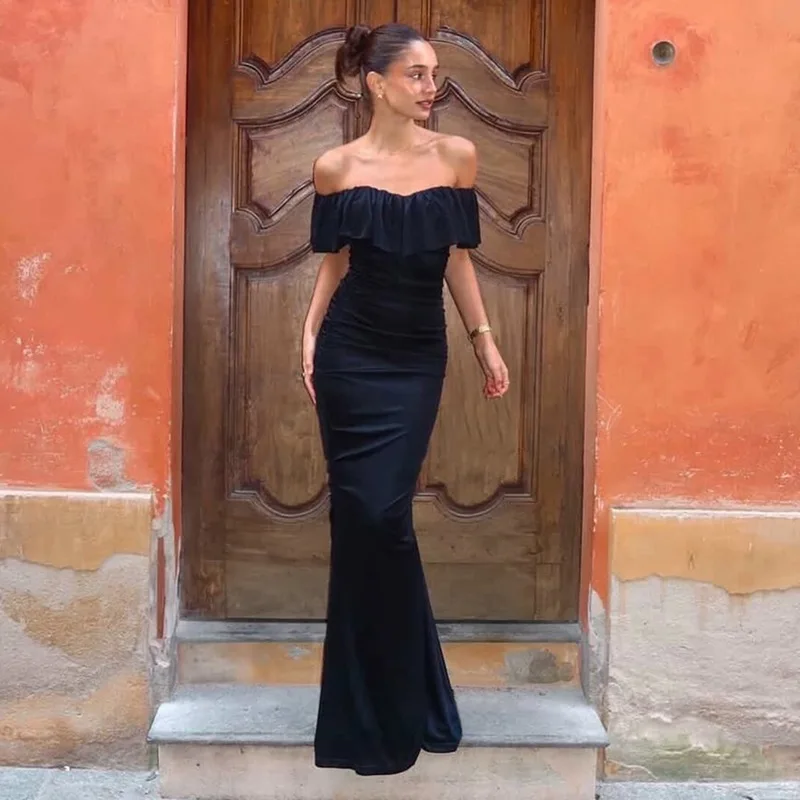 Ticketsx Women's Black Evening Dress Sexy One Shoulder Ruffle Summer Dress Fashionable Elegant Luxurious Party New Women's Dress
Ticketsx Women's Black Evening Dress Sexy One Shoulder Ruffle Summer Dress Fashionable Elegant Luxurious Party New Women's Dress