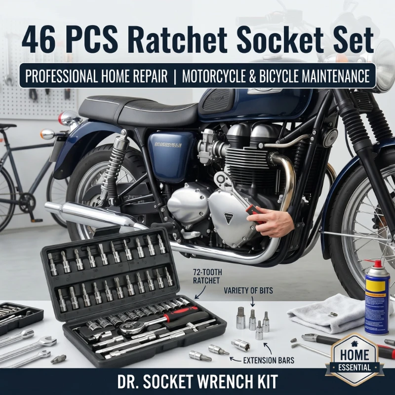 46 Piece Combination Ratchet Socket Wrench Set Special Motorcycle Repair Home Use Multi Purpose Repair Toolbox Kit
46 Piece Combination Ratchet Socket Wrench Set Special Motorcycle Repair Home Use Multi Purpose Repair Toolbox Kit