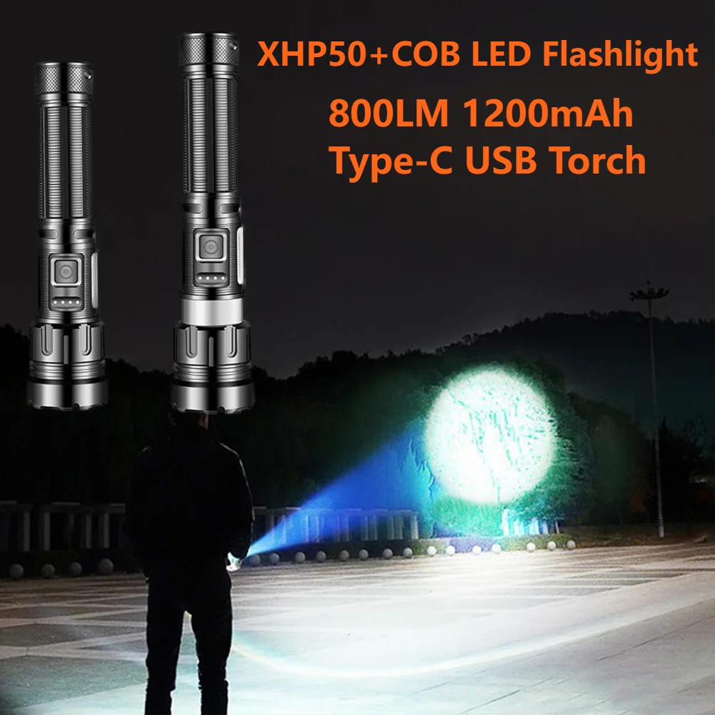 XHP50 Портативный фонарик 800LM COB Светодиодный уличный фонарь 1200 мАч Type-C USB Перезаряжаемый фонарик Кемпинг Рыбалка Освещение Инструмент Лампа
XHP50 Портативный фонарик 800LM COB Светодиодный уличный фонарь 1200 мАч Type-C USB Перезаряжаемый фонарик Кемпинг Рыбалка Освещение Инструмент Лампа