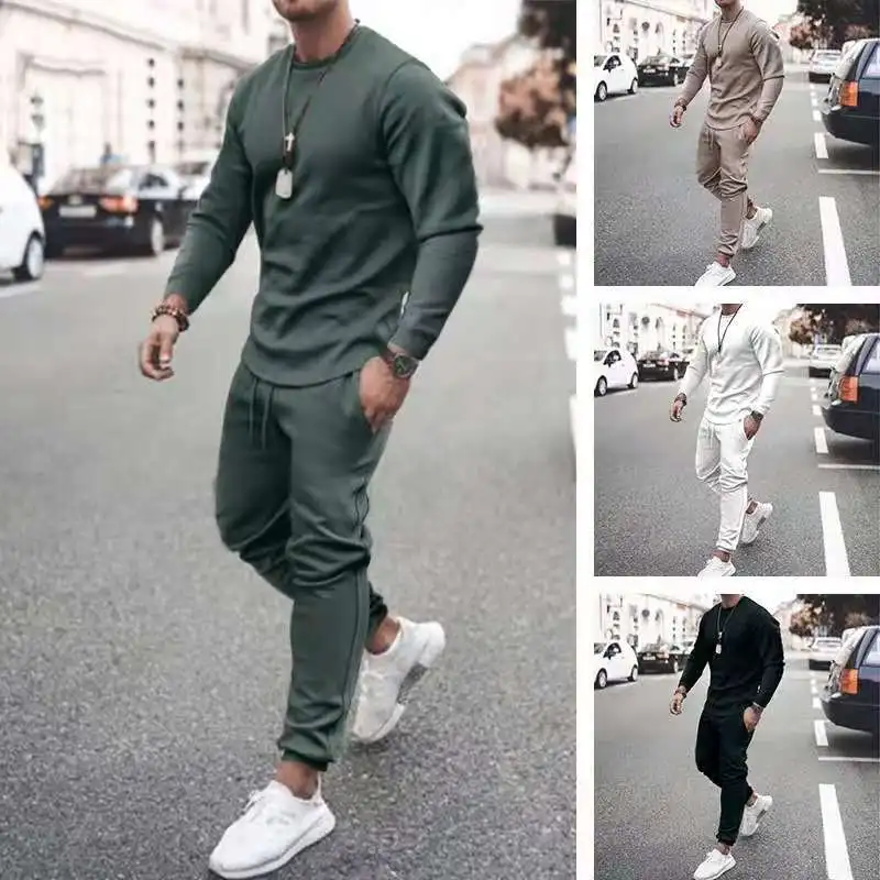 Men's Casual Sportswear Set Long Sve Pure Color T-irt And Pants Two-Piece Suit Autumn Winter Faion Cross-Border Sle
Men's Casual Sportswear Set Long Sve Pure Color T-irt And Pants Two-Piece Suit Autumn Winter Faion Cross-Border Sle