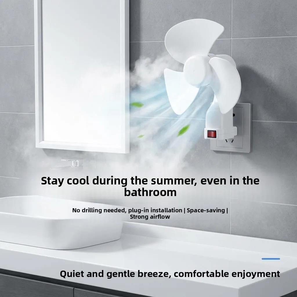 Wall-Mounted Fan Bathroom Kitchen Bedroom Heat Dissipation Socket Fan Silent Speed Adjustable Home Use Small Cyclone Fan
Wall-Mounted Fan Bathroom Kitchen Bedroom Heat Dissipation Socket Fan Silent Speed Adjustable Home Use Small Cyclone Fan
