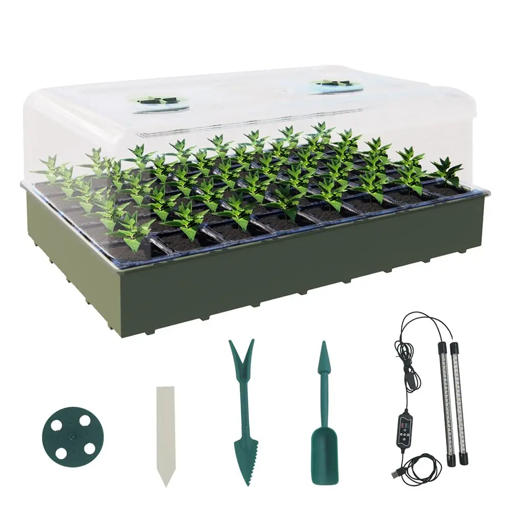 40-Cell Seed Starter Tray Kit With Warming Light Strip For Indoor Gardening
40-Cell Seed Starter Tray Kit With Warming Light Strip For Indoor Gardening