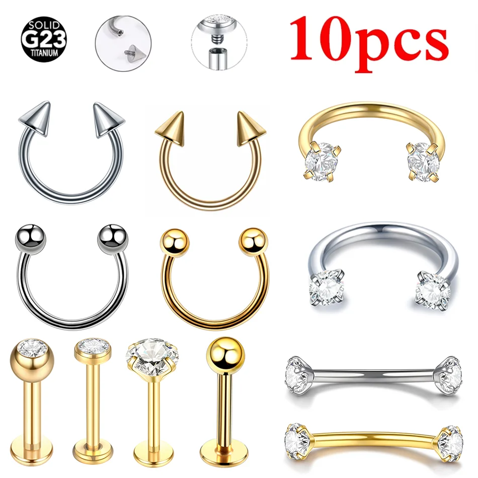 10pcs Titanium Internally Threaded Labret Ear Studs Earrings for Women 6/8/10mm Septum Nose Eyebrow Piercing Body Jewelry
10pcs Titanium Internally Threaded Labret Ear Studs Earrings for Women 6/8/10mm Septum Nose Eyebrow Piercing Body Jewelry