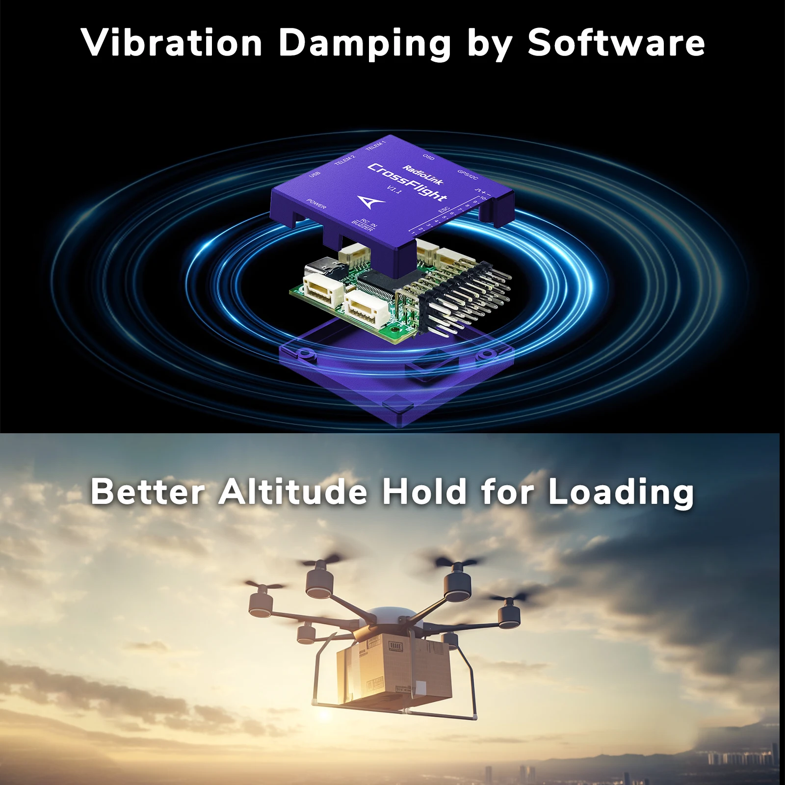 Radiolink Crossflight Flight Controller 2-12S 10 PWM Wih OSD Suitable for FPV Drone Helicopter Airplane Car Boat
Radiolink Crossflight Flight Controller 2-12S 10 PWM Wih OSD Suitable for FPV Drone Helicopter Airplane Car Boat