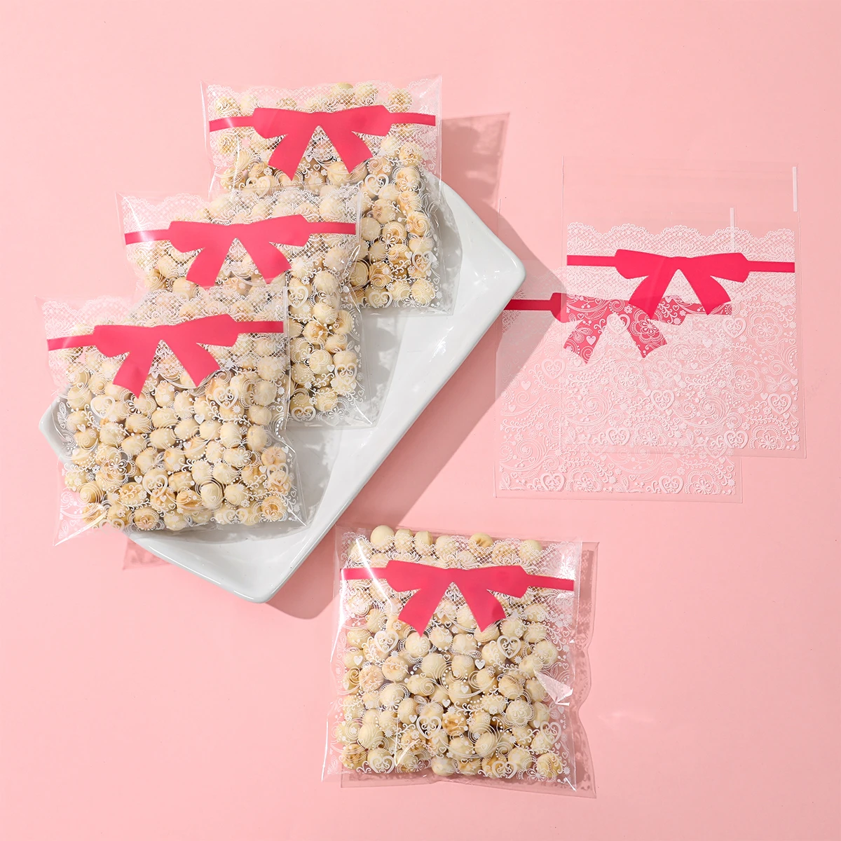 50/100PCS Flower Lace Bow Cookie Candy Bag Self-Adhesive Plastic Bags For Biscuits Snack Baking Package Supplies Baby Shower
50/100PCS Flower Lace Bow Cookie Candy Bag Self-Adhesive Plastic Bags For Biscuits Snack Baking Package Supplies Baby Shower