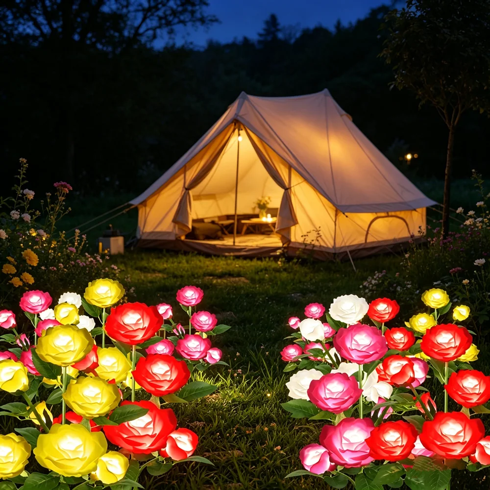 Solar Simulation Rose Flower Solar LED Light Landscape Garden Yard Lawn Night Lamp 5 Head LED Garden Home Decoration Flowers
Solar Simulation Rose Flower Solar LED Light Landscape Garden Yard Lawn Night Lamp 5 Head LED Garden Home Decoration Flowers