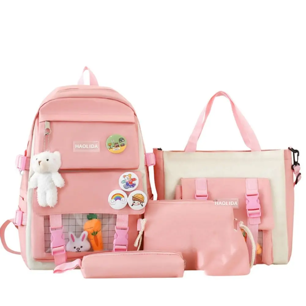 Sweet Nylon Large Capacity Bags Simple Commute Badge Shoulder Backpack A Set of Four Canvas Korean Style School Bag Children 
Sweet Nylon Large Capacity Bags Simple Commute Badge Shoulder Backpack A Set of Four Canvas Korean Style School Bag Children