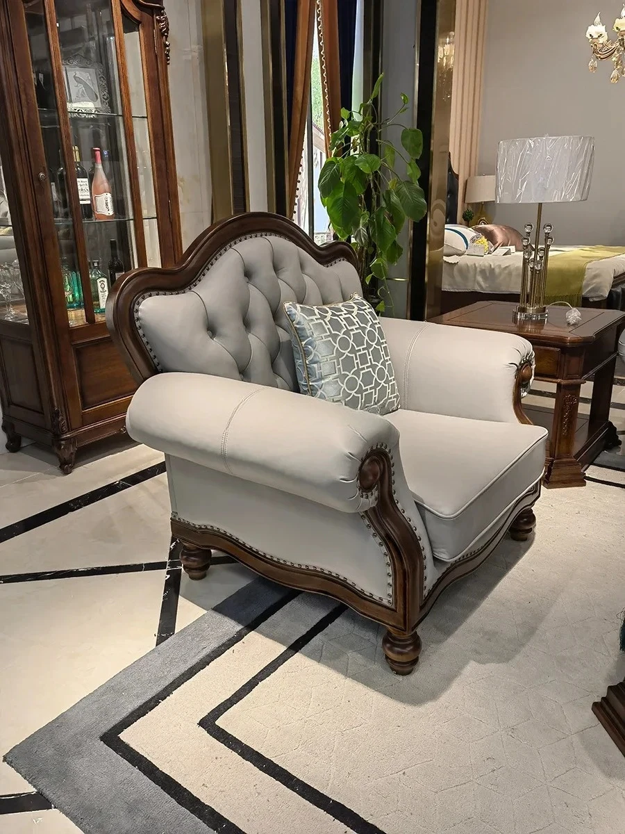 American all-solid wood leather sofa small apartment rural classical black walnut U-shaped sofa
American all-solid wood leather sofa small apartment rural classical black walnut U-shaped sofa