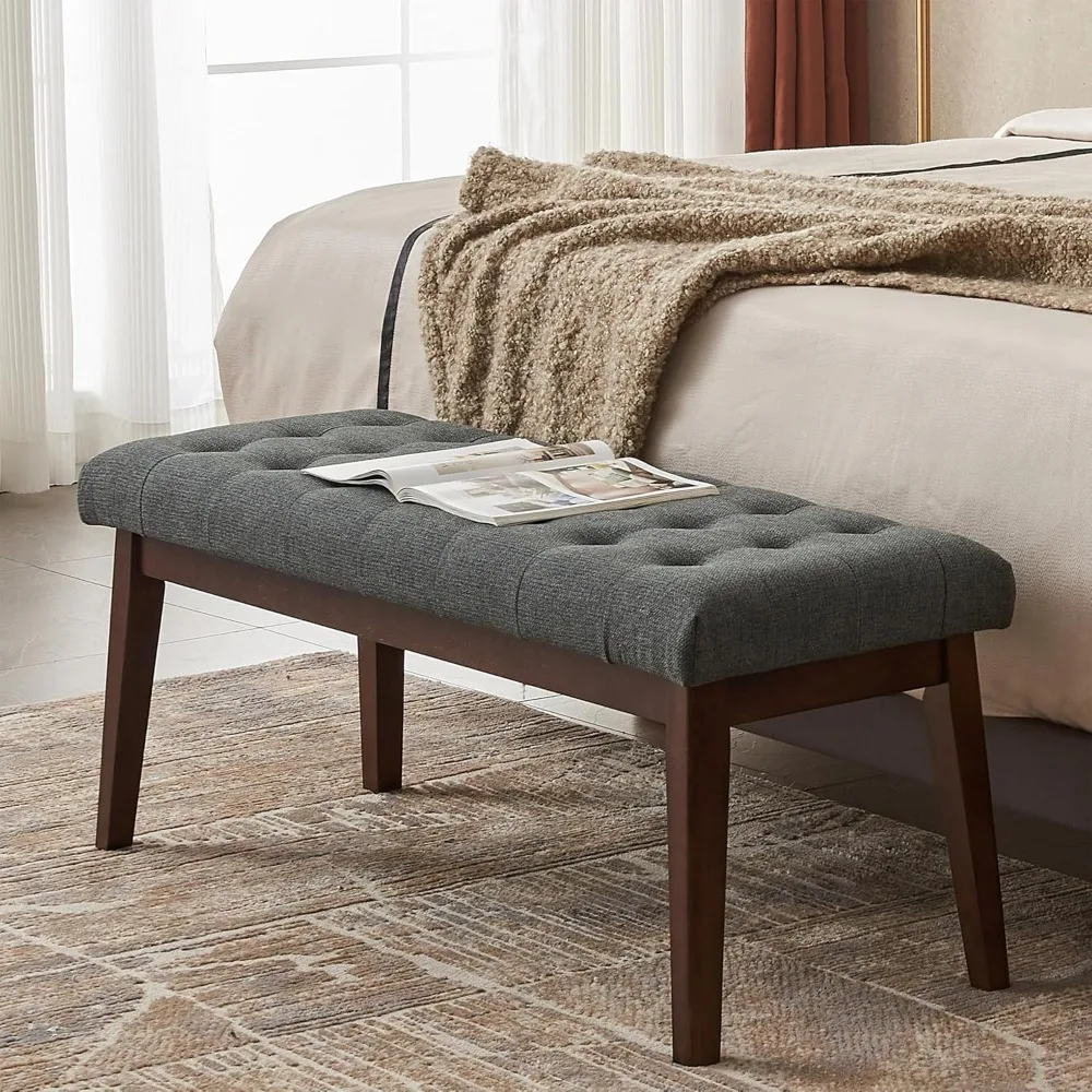 End of Bed Bedroom Bench, Linen Upholstered Tufted Bench for Bedroom End of Bed with Solid Wood Legs for Bedroom Living Room Ent
End of Bed Bedroom Bench, Linen Upholstered Tufted Bench for Bedroom End of Bed with Solid Wood Legs for Bedroom Living Room Ent