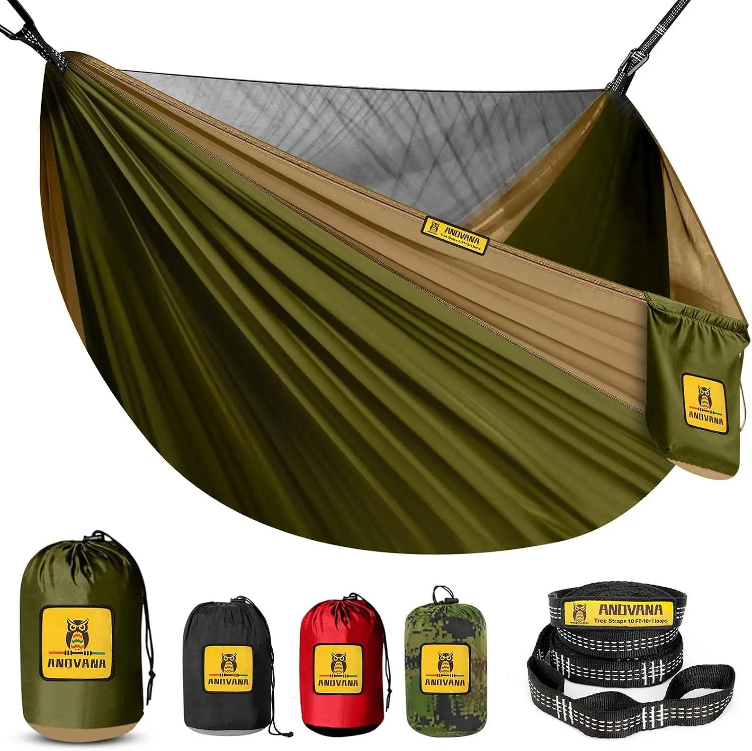 Camping Hammock with Mosquito Net, 600 lbs Portable Hammock with Tree Straps, 2-in-1 Double/Single Travel Hammock Tent for
Camping Hammock with Mosquito Net, 600 lbs Portable Hammock with Tree Straps, 2-in-1 Double/Single Travel Hammock Tent for