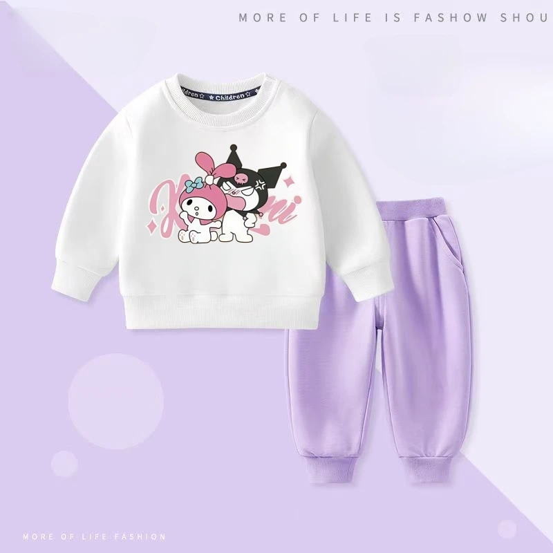 Осенний комплект одежды Sanrio для маленьких девочек, детские толстовки с героями мультфильмов My Melody Kuromi, пуловер, топ и штаны, костюм из 2 предметов, детская одежда 
Осенний комплект одежды Sanrio для маленьких девочек, детские толстовки с героями мультфильмов My Melody Kuromi, пуловер, топ и штаны, костюм из 2 предметов, детская одежда