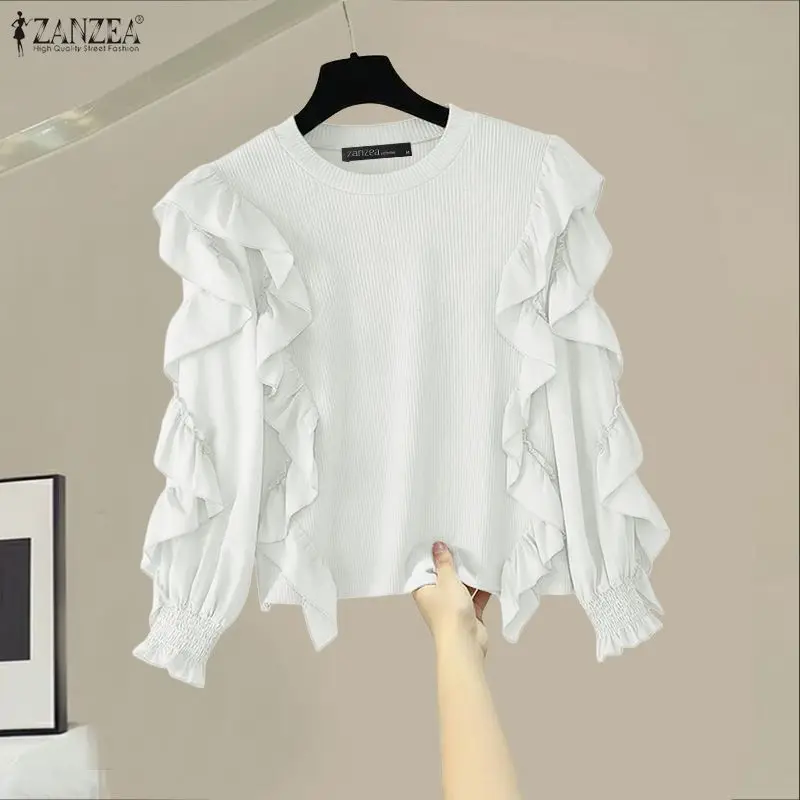 Женская модная блузка с рюшами и вставками из трикотажа в рубчик, с круглым вырезом, длинным рукавом, однотонная, пуловер, весна 2026, Blusas Mujer
Женская модная блузка с рюшами и вставками из трикотажа в рубчик, с круглым вырезом, длинным рукавом, однотонная, пуловер, весна 2026, Blusas Mujer