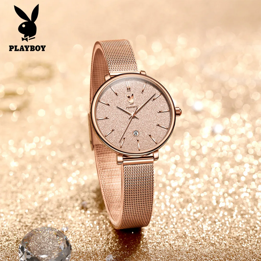 PLAYBOY 3093 Ladies Quartz Watch Luxury Sparkle Dial Mesh Strap Waterproof Casual Dress Wristwatch For Women Gift Box
PLAYBOY 3093 Ladies Quartz Watch Luxury Sparkle Dial Mesh Strap Waterproof Casual Dress Wristwatch For Women Gift Box