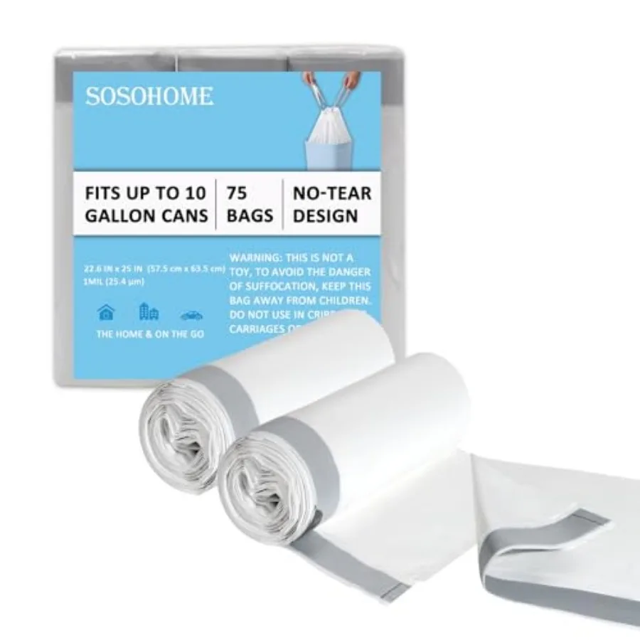 1 Mil Thick White Garbage Bag for Office Kitchen, 75 Count
1 Mil Thick White Garbage Bag for Office Kitchen, 75 Count