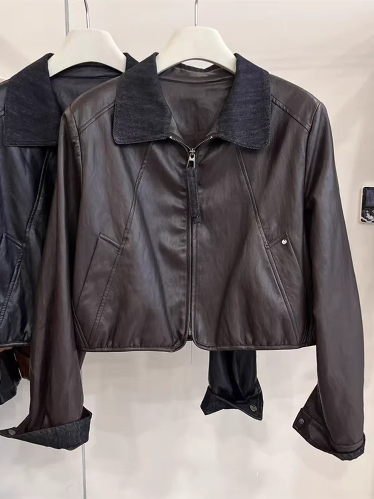 Высококачественная женская куртка из искусственной кожи, повседневная, в байкерском стиле, укороченная, весенне-осенняя, модная, приталенная, с воротником на молнии
Высококачественная женская куртка из искусственной кожи, повседневная, в байкерском стиле, укороченная, весенне-осенняя, модная, приталенная, с воротником на молнии