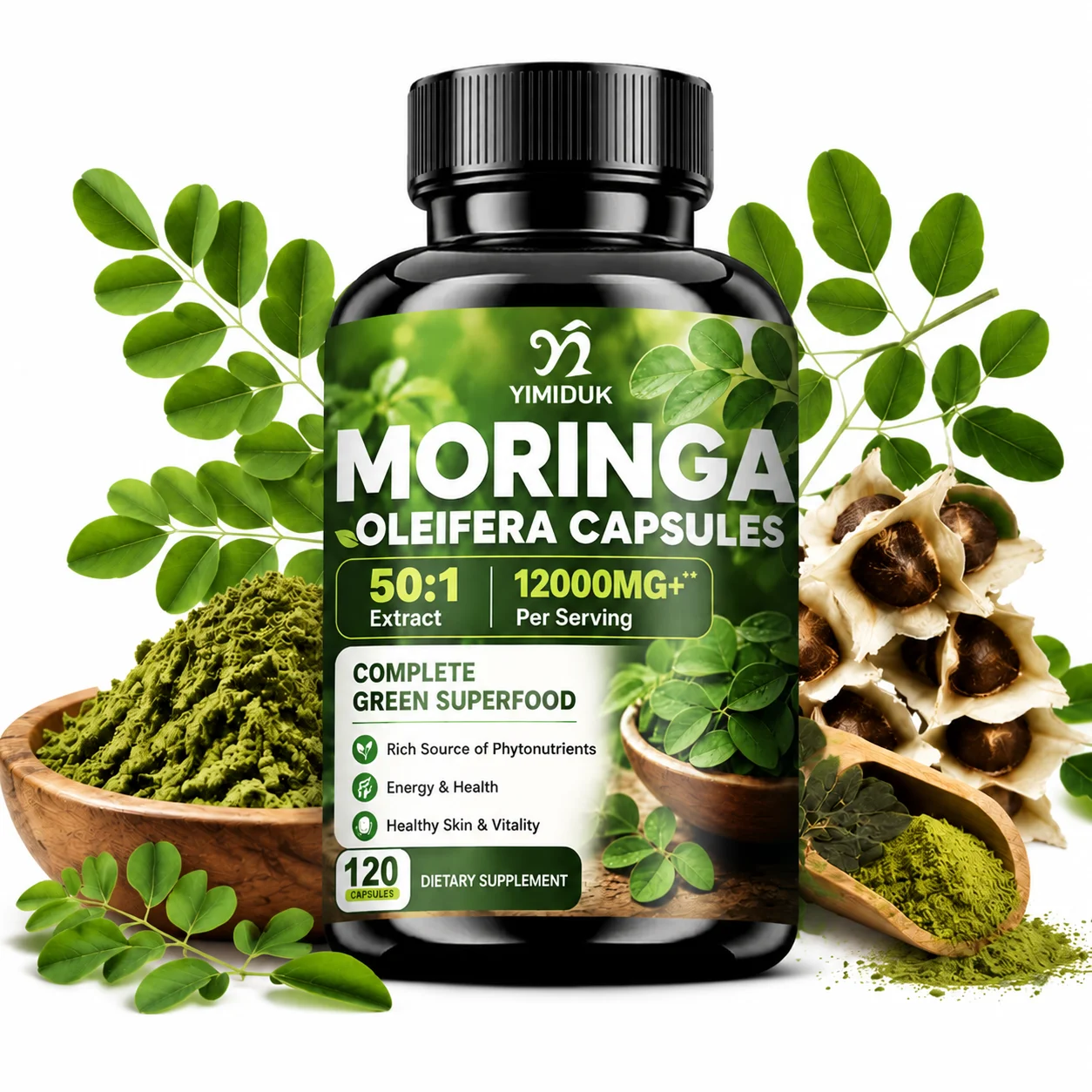 Pure Moringa Root Leaf Extract Capsules, with Turmeric, Black Pepper, Support Energy, Vitality, Focus, Skin Health & Immune
Pure Moringa Root Leaf Extract Capsules, with Turmeric, Black Pepper, Support Energy, Vitality, Focus, Skin Health & Immune