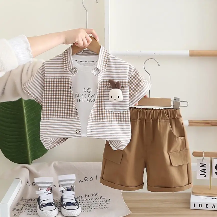 Korean Style Children Boys Suits Summer Kids Casual Plaid Turn-down Collar Shirts+Vest+Shorts 3Pcs Tracksuits Toddler Clothes
Korean Style Children Boys Suits Summer Kids Casual Plaid Turn-down Collar Shirts+Vest+Shorts 3Pcs Tracksuits Toddler Clothes