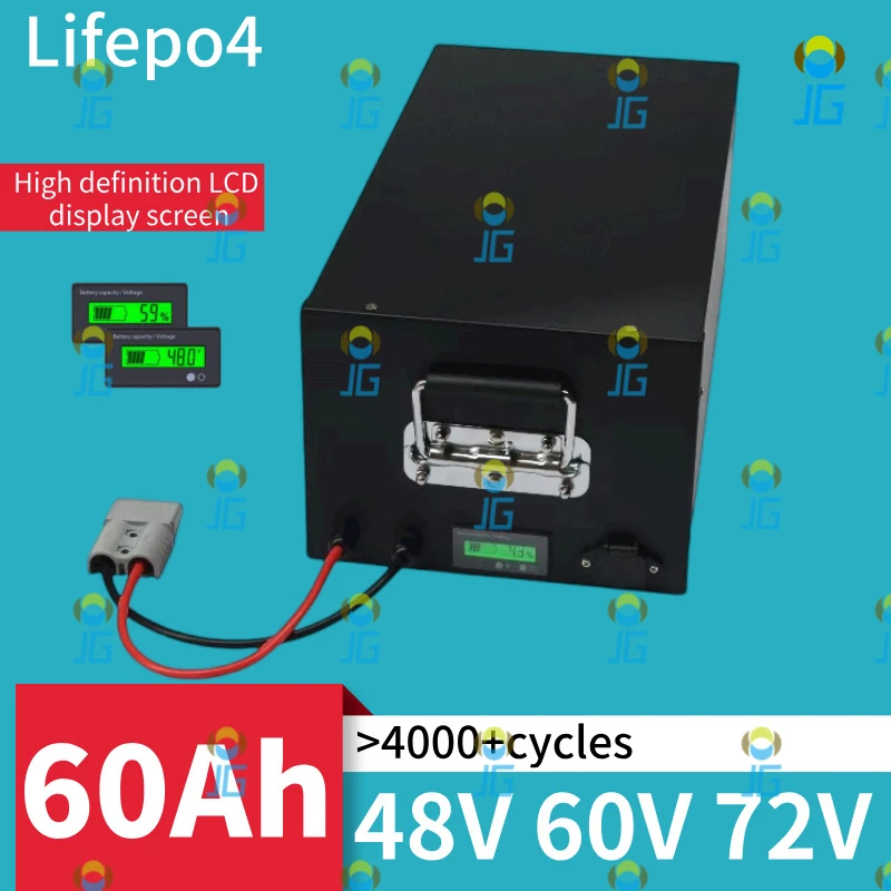 Lifepo4 48V 60V 72V 60Ah Battery Pack With Bluetooth BMS Peak 180A for RV EV Motorcycle Elecrtric Bike With 10A charger
Lifepo4 48V 60V 72V 60Ah Battery Pack With Bluetooth BMS Peak 180A for RV EV Motorcycle Elecrtric Bike With 10A charger