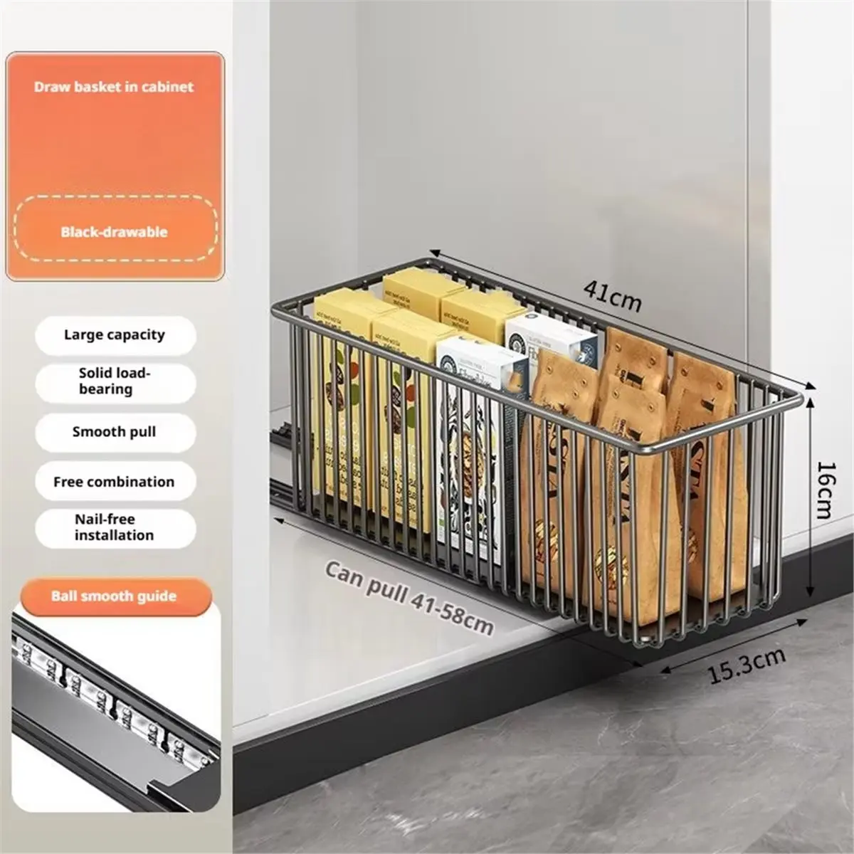 (AA91) Slide-Out Drawer Storage Box for Kitchen Under Sink Cabinet Organizer Basket
(AA91) Slide-Out Drawer Storage Box for Kitchen Under Sink Cabinet Organizer Basket