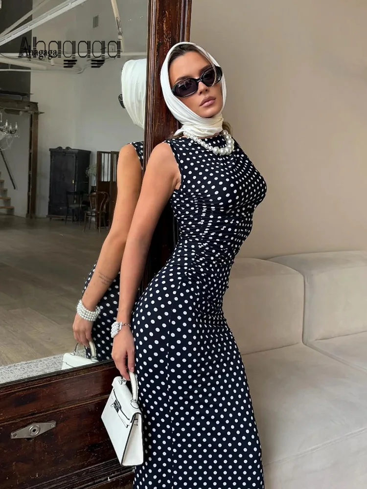 Ahagaga Maxi Dresses Women Elegant Sleeveless Dot Print Slim Bodycon Mermaid Casual Club Evening Party Vacation Vestidos Robes
Ahagaga Maxi Dresses Women Elegant Sleeveless Dot Print Slim Bodycon Mermaid Casual Club Evening Party Vacation Vestidos Robes