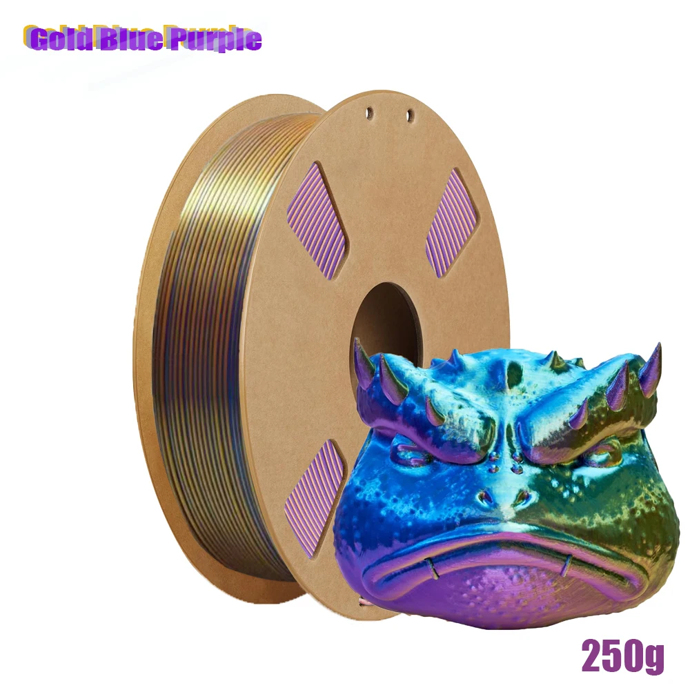 Silk Triple Color PLA Filament 1.75mm, Shiny Texture, ±0.02mm Accuracy, Gold Blue Purple
Silk Triple Color PLA Filament 1.75mm, Shiny Texture, ±0.02mm Accuracy, Gold Blue Purple