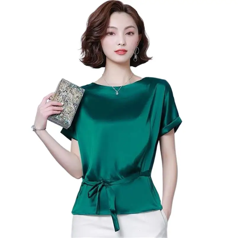 Office Lady Simple Basic Satin T Shirt Loose Casual Solid Women Tops Short Batwing Sleeves O-neck Korean Femme Tee Shirts Blouse 
Office Lady Simple Basic Satin T Shirt Loose Casual Solid Women Tops Short Batwing Sleeves O-neck Korean Femme Tee Shirts Blouse