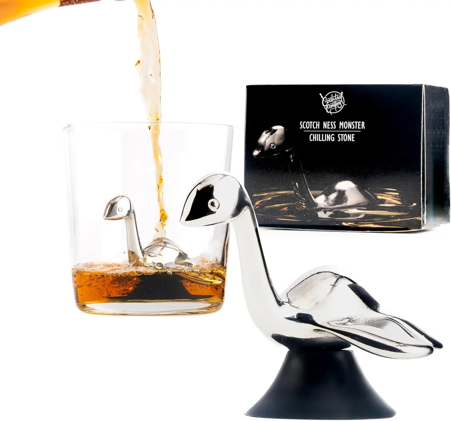 Whisky Chilling Stone - Stainless Steel Reusable Ice Cube for Bourbon, Scotch & Cocktails, Fun Loch Ness Monster Design
Whisky Chilling Stone - Stainless Steel Reusable Ice Cube for Bourbon, Scotch & Cocktails, Fun Loch Ness Monster Design