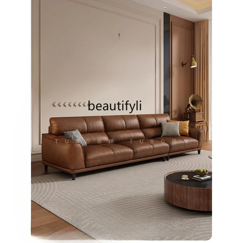 A48 Oil wax leather sofa retro small apartment living room straight row three people first layer cowhide
A48 Oil wax leather sofa retro small apartment living room straight row three people first layer cowhide