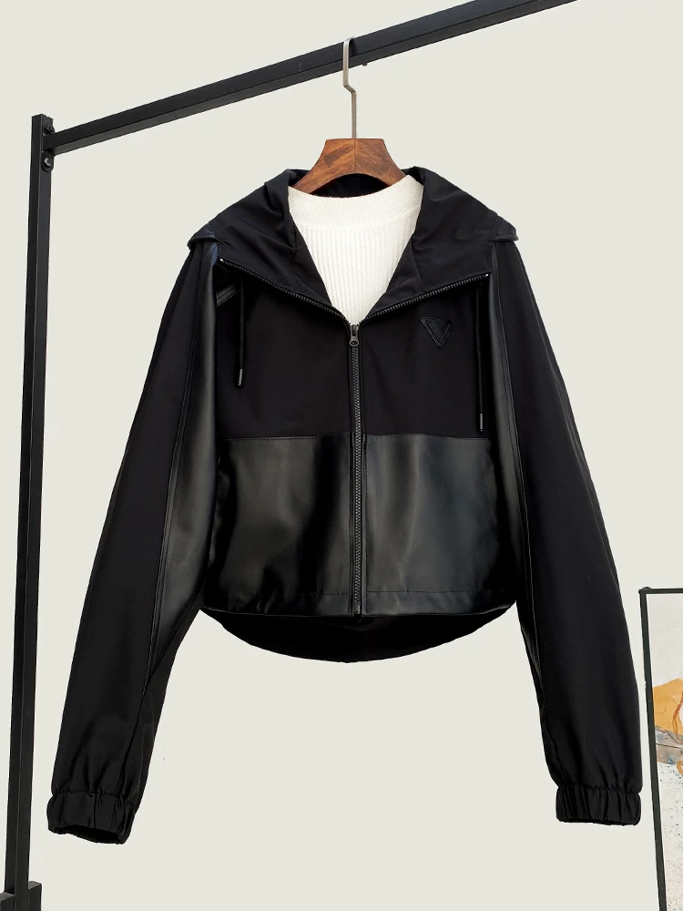 2025 Spring New High Quality Genuine Real Leather Splicing Coat Women's Short Hood Baggy Casual Jacket Batwing Sleeve Top
2025 Spring New High Quality Genuine Real Leather Splicing Coat Women's Short Hood Baggy Casual Jacket Batwing Sleeve Top