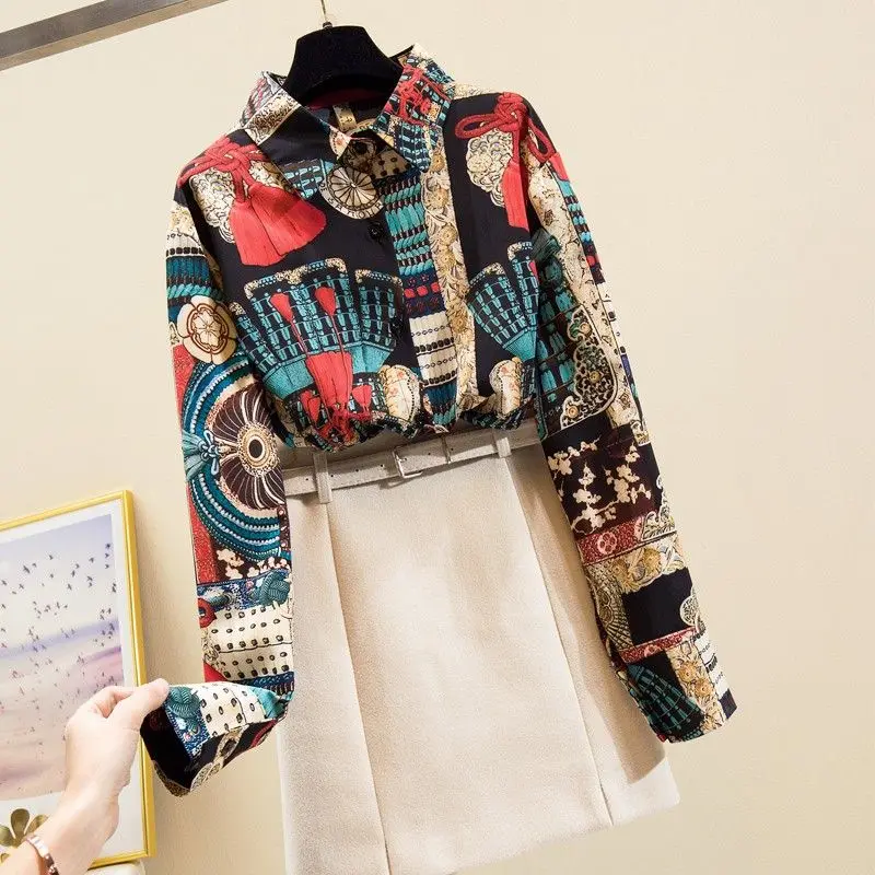 2024 Spring/Summer New Retro Ethnic Style Versatile Design Sense Printed Chiffon Shirt Women's Long Sleeved Top Western Style Sh
2024 Spring/Summer New Retro Ethnic Style Versatile Design Sense Printed Chiffon Shirt Women's Long Sleeved Top Western Style Sh