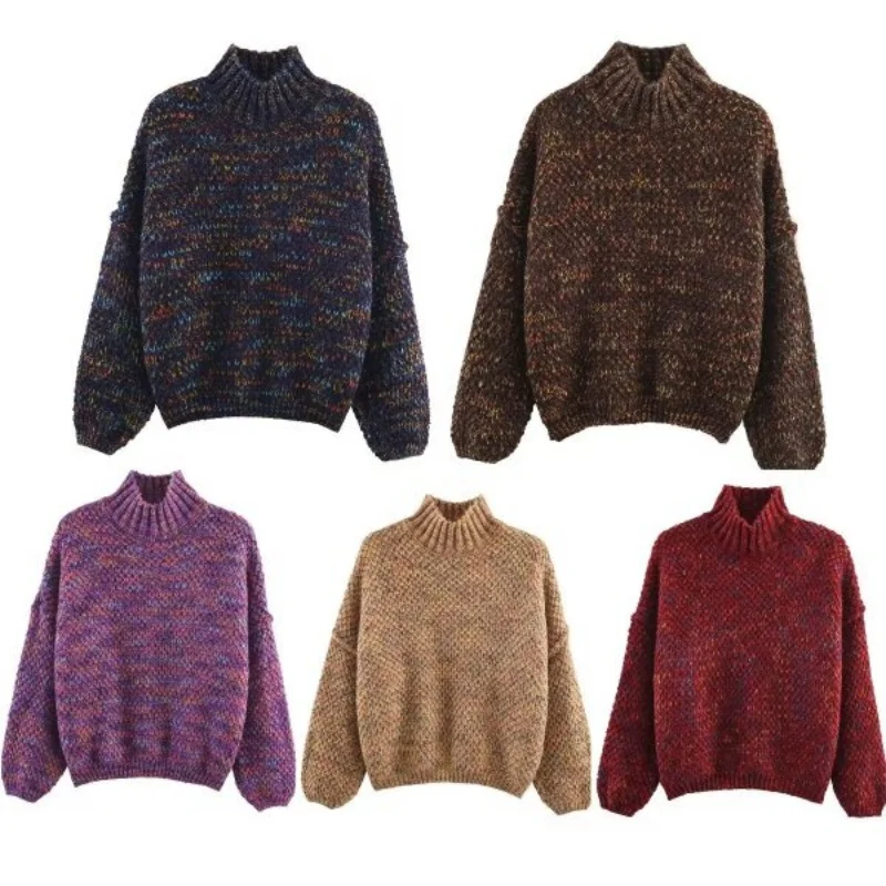 Women’s Half High Neck Loose Warm Pattern Knit Pullover - Autumn Winter Cozy Knit Sweater
Women’s Half High Neck Loose Warm Pattern Knit Pullover - Autumn Winter Cozy Knit Sweater