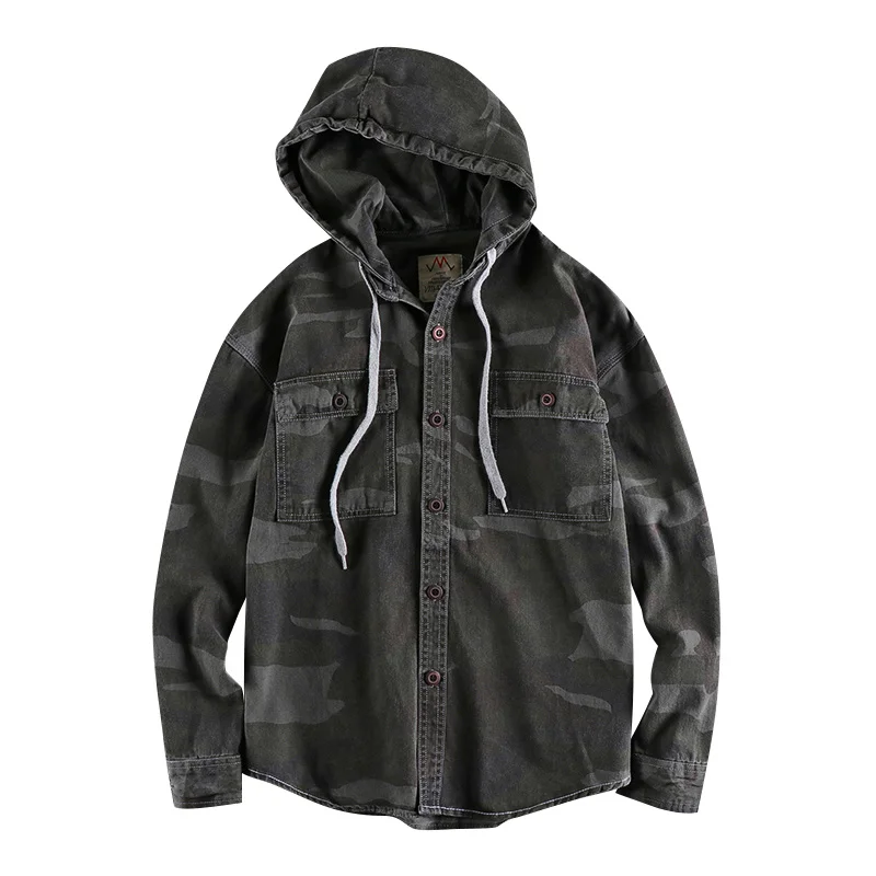 Autumn Winter Hooded Camouflage Jacket Mens Retro Cotton Distressed Hoodies Coat Washed Casual Outerwear
Autumn Winter Hooded Camouflage Jacket Mens Retro Cotton Distressed Hoodies Coat Washed Casual Outerwear
