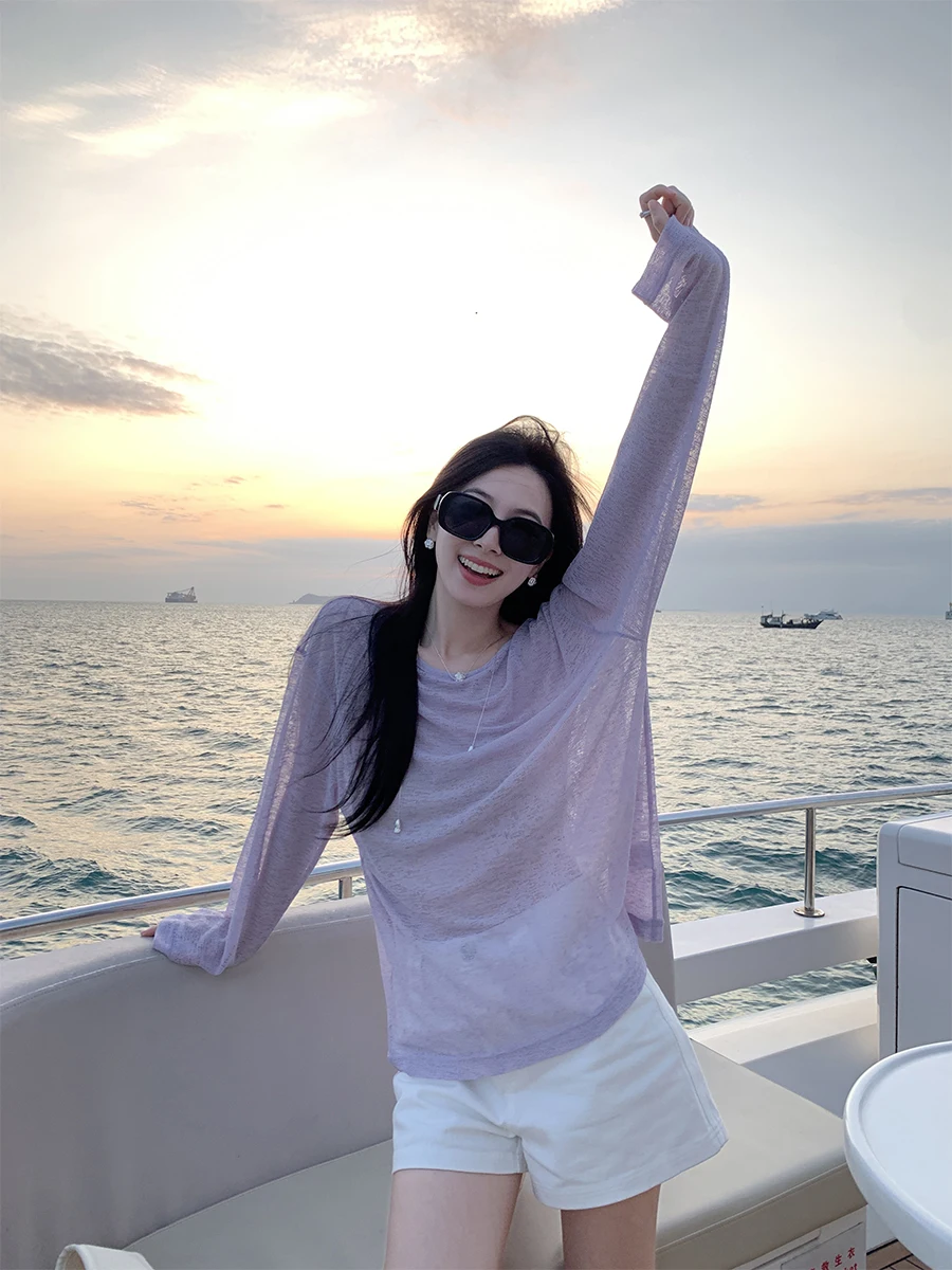 Aboutpoem Summer Lightweight Knitted Long Sve T-irt Hollow out Textured Coast Wind One-oulder Women's Casual Top
Aboutpoem Summer Lightweight Knitted Long Sve T-irt Hollow out Textured Coast Wind One-oulder Women's Casual Top