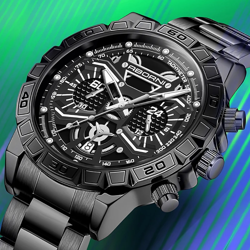 ABORNI 9023 Luxury Brand New Men's Quartz Watch Chronograph Automatic Date Stainless Steel Watches for Man Reloj Hombre
ABORNI 9023 Luxury Brand New Men's Quartz Watch Chronograph Automatic Date Stainless Steel Watches for Man Reloj Hombre