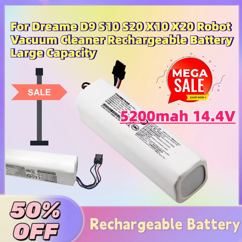 High-Quality 5200mah 14.4V Li-Ion Battery for Dreame D9 S10 S20 X10 X20 Robot Vacuum Cleaner Rechargeable Battery Large Capacity
High-Quality 5200mah 14.4V Li-Ion Battery for Dreame D9 S10 S20 X10 X20 Robot Vacuum Cleaner Rechargeable Battery Large Capacity