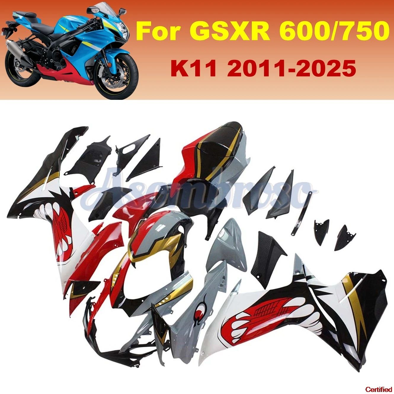 Motorcycle Full Bodywork Kits For GSXR600 GSXR750 2011-2025 2023 2022 2020 GSXR 600 750 K11 Shark Painted Fairings
Motorcycle Full Bodywork Kits For GSXR600 GSXR750 2011-2025 2023 2022 2020 GSXR 600 750 K11 Shark Painted Fairings