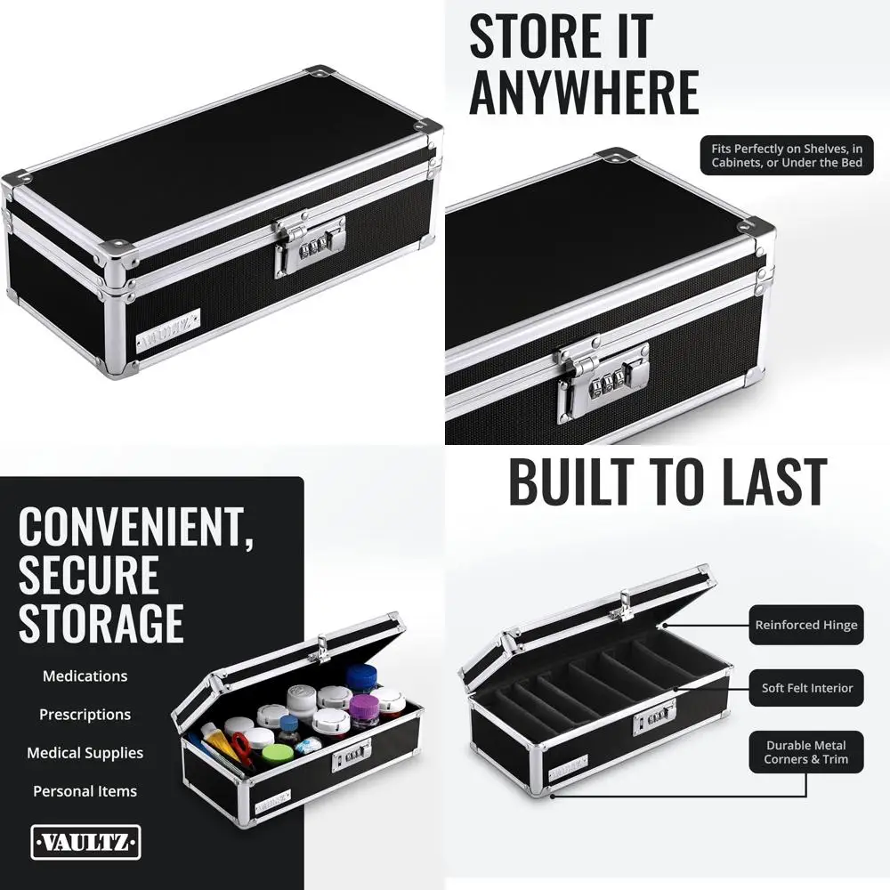 Надежная комбинированная аптечка, 3,75 x 11,88 x 5,25 дюйма, черная для безопасного хранения лекарств
Надежная комбинированная аптечка, 3,75 x 11,88 x 5,25 дюйма, черная для безопасного хранения лекарств