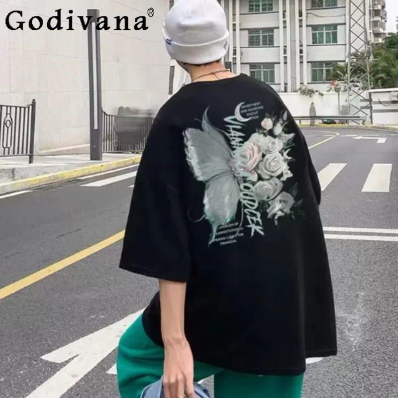 Large Size Print Retro Fashion Half-sleeved High Street T-shirt Men Women Fashion Versatile Loose Summer Pullover Leisure Tops
Large Size Print Retro Fashion Half-sleeved High Street T-shirt Men Women Fashion Versatile Loose Summer Pullover Leisure Tops