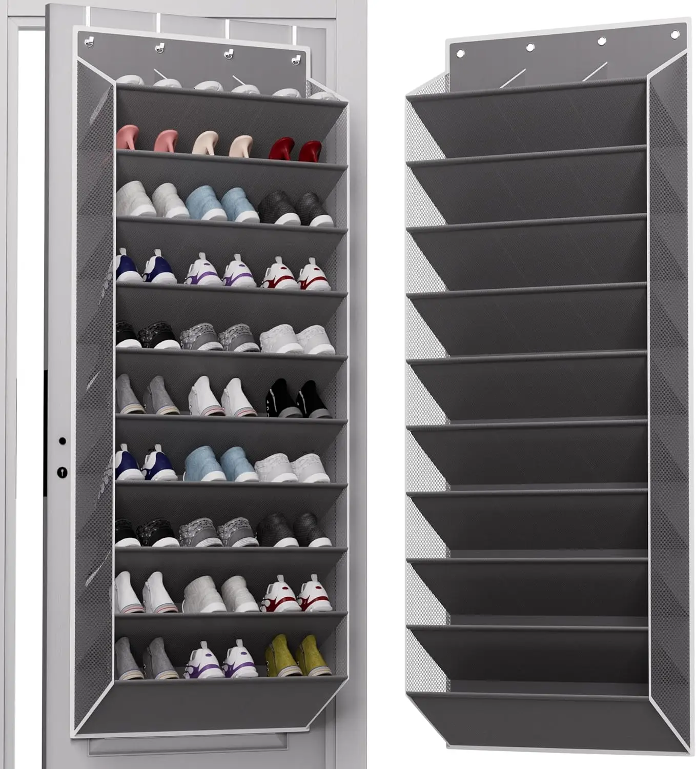30 Pairs Over The Door Shoe Organizer, 10-Tier Hanging Shoe Rack with Deep Pocket for Closet, Extra
30 Pairs Over The Door Shoe Organizer, 10-Tier Hanging Shoe Rack with Deep Pocket for Closet, Extra