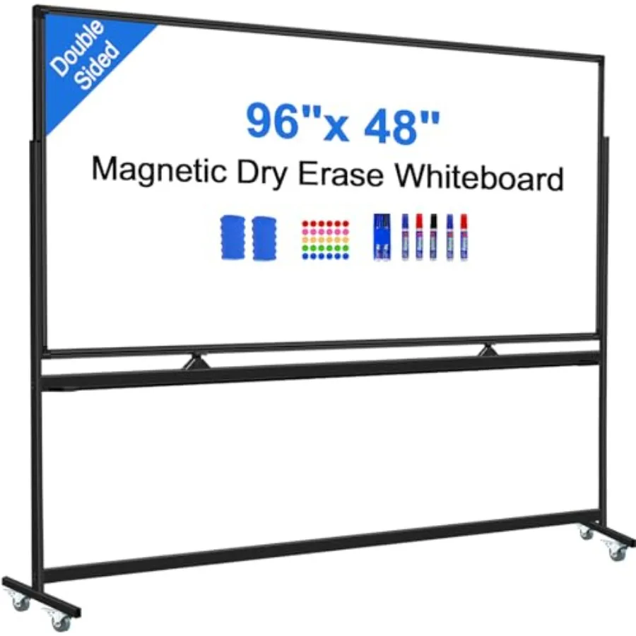 Двусторонняя мобильная магнитная доска для записей 122x122 см (4'x8') на колесиках с подставкой, в комплекте 3 магнита
Двусторонняя мобильная магнитная доска для записей 122x122 см (4'x8') на колесиках с подставкой, в комплекте 3 магнита