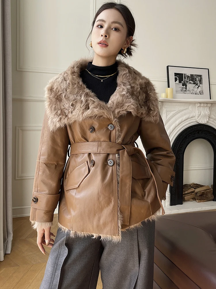 High-end Luxury Genuine Leather Real Fur Coats for Women 2026 Simple Double Breasted Lace-up Natural Sheepskin Lamb Fur Jacket
High-end Luxury Genuine Leather Real Fur Coats for Women 2026 Simple Double Breasted Lace-up Natural Sheepskin Lamb Fur Jacket