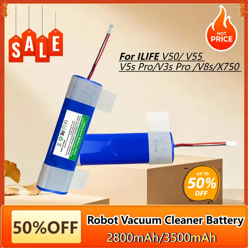 3500mAh /2800mAh Robot Vacuum Cleaner Battery for ILIFE V50 V55 V5s Pro V3s Pro V8s X750 Replacement Battery
3500mAh /2800mAh Robot Vacuum Cleaner Battery for ILIFE V50 V55 V5s Pro V3s Pro V8s X750 Replacement Battery