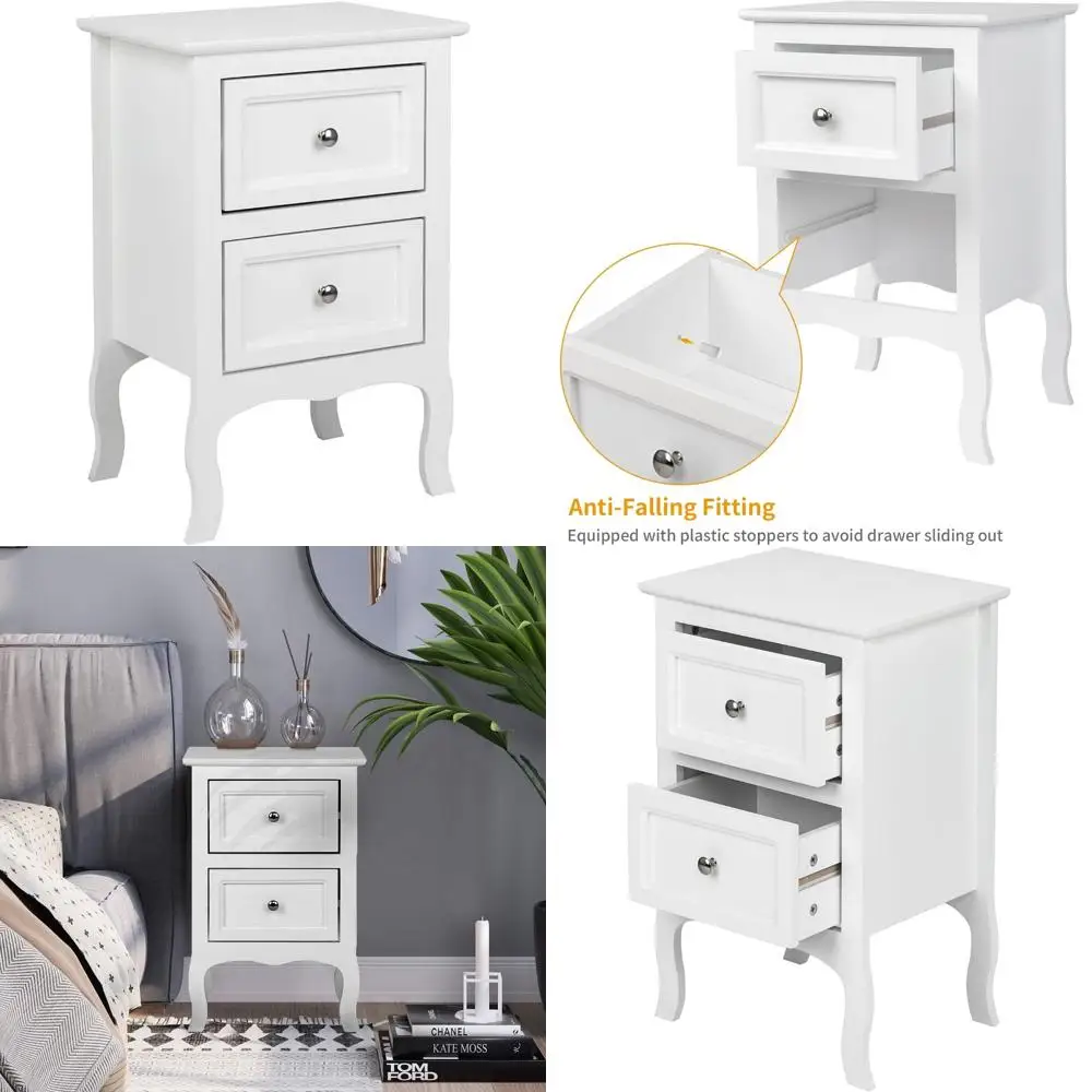 Белая прикроватная тумбочка с двойным ящиком для компактных помещений
Белая прикроватная тумбочка с двойным ящиком для компактных помещений