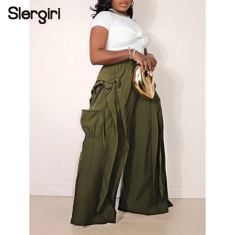 Slergiri Drawstring Side Pocket Ruffle Trim Pants Women Fashion New 2026 Spring Casual Streetwear Loose Wide Leg Trousers
Slergiri Drawstring Side Pocket Ruffle Trim Pants Women Fashion New 2026 Spring Casual Streetwear Loose Wide Leg Trousers