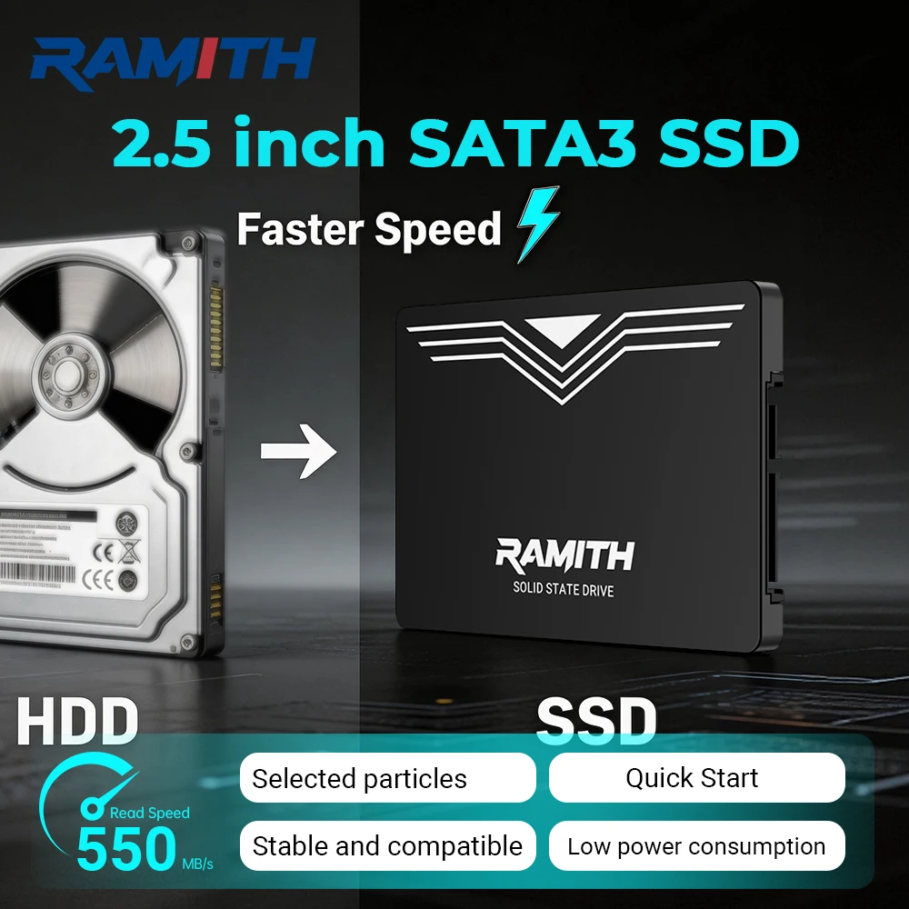 RAMITH 2.5 SATA3 SSD 128GB 120GB HDD Solid State Drive 128 GB 120 GB Internal High-Speed SATA 3 Hard Disk For Laptop PC Desktop
RAMITH 2.5 SATA3 SSD 128GB 120GB HDD Solid State Drive 128 GB 120 GB Internal High-Speed SATA 3 Hard Disk For Laptop PC Desktop