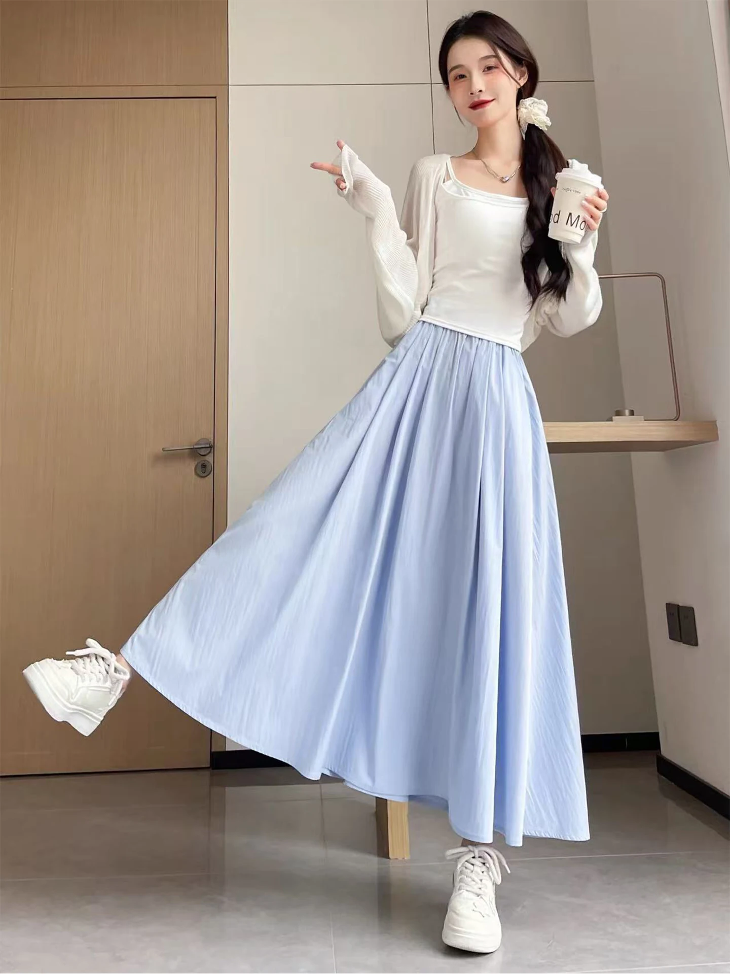 Blue A-Line Midi Skirt High Waist plus Size Women's Spring Summer Slimming Drapey Small Height Yamamoto Half Skirt
Blue A-Line Midi Skirt High Waist plus Size Women's Spring Summer Slimming Drapey Small Height Yamamoto Half Skirt