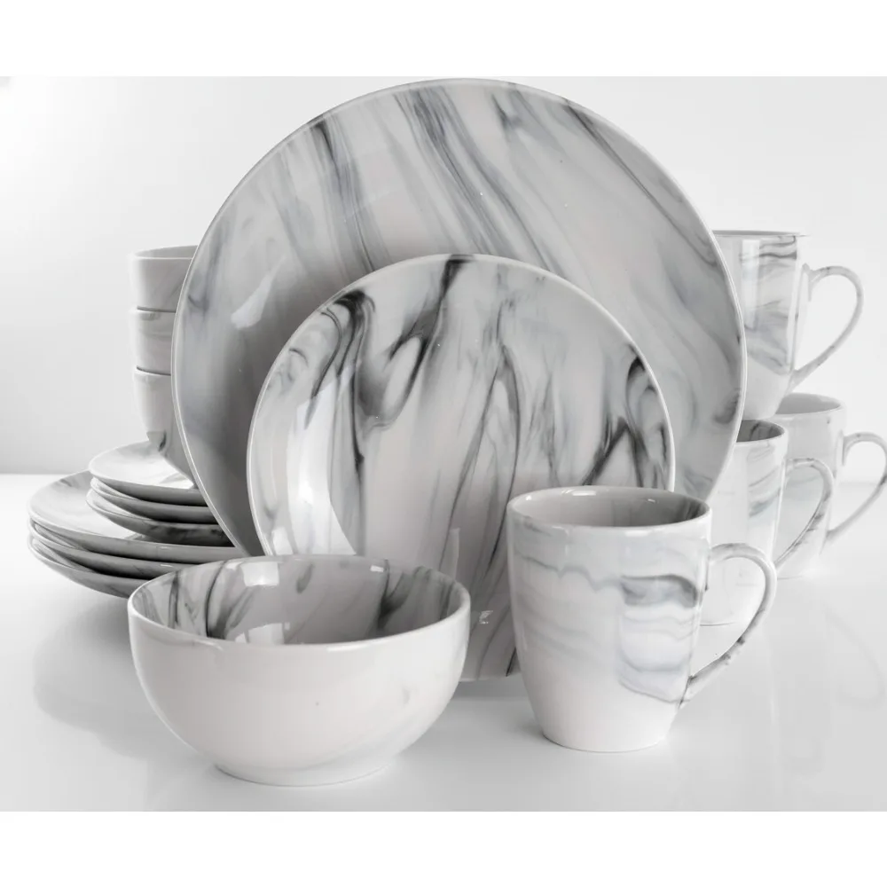 Elegant Black and White Marble Stoneware Dinnerware Set, 16-Piece Dishwasher & Microwave Safe for Modern Dining
Elegant Black and White Marble Stoneware Dinnerware Set, 16-Piece Dishwasher & Microwave Safe for Modern Dining